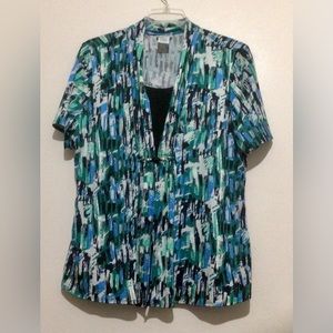BonWorth Blouse, Variegated Blues And Greens. Size Large.